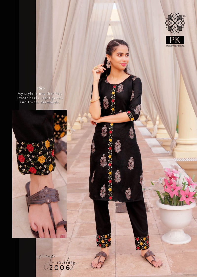 Pk Fashion Fantasy Vol 2 Cotton Printed Readymade Casual Wear Fancy Kurti With Bottom