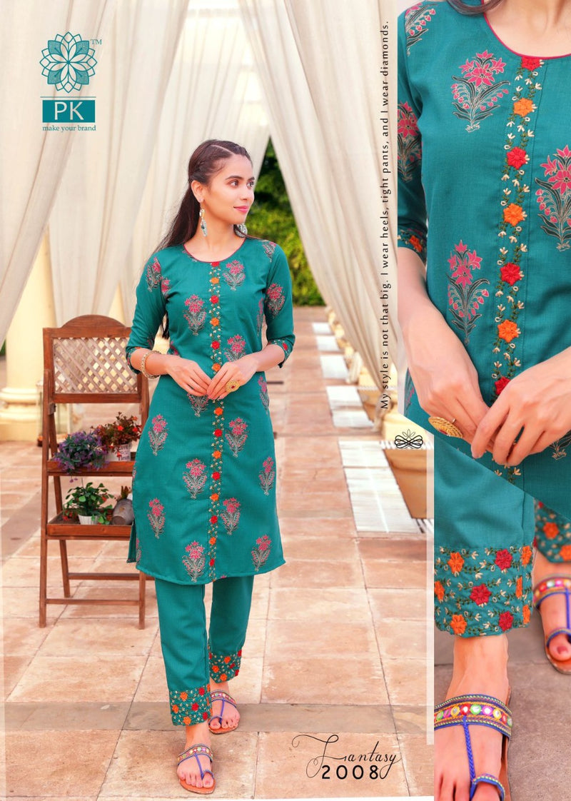 Pk Fashion Fantasy Vol 2 Cotton Printed Readymade Casual Wear Fancy Kurti With Bottom