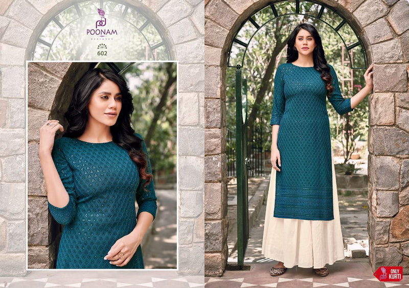 Poonam Designer Rayon Lucknowi Cadbury Pure Rayon Designer Official Wear Kurti