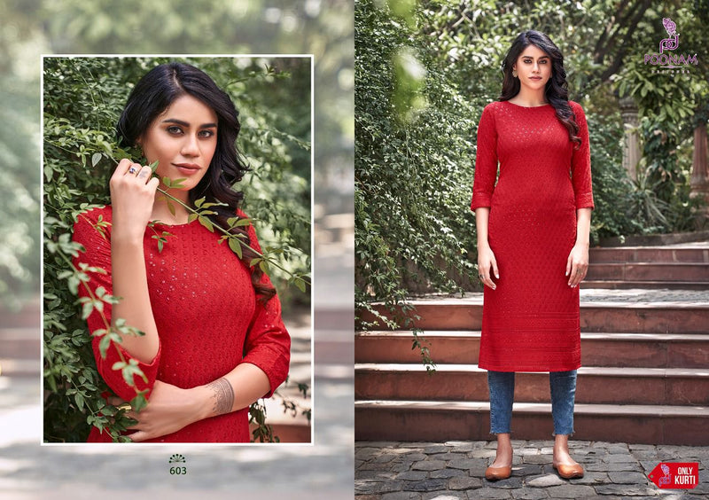 Poonam Designer Rayon Lucknowi Cadbury Pure Rayon Designer Official Wear Kurti