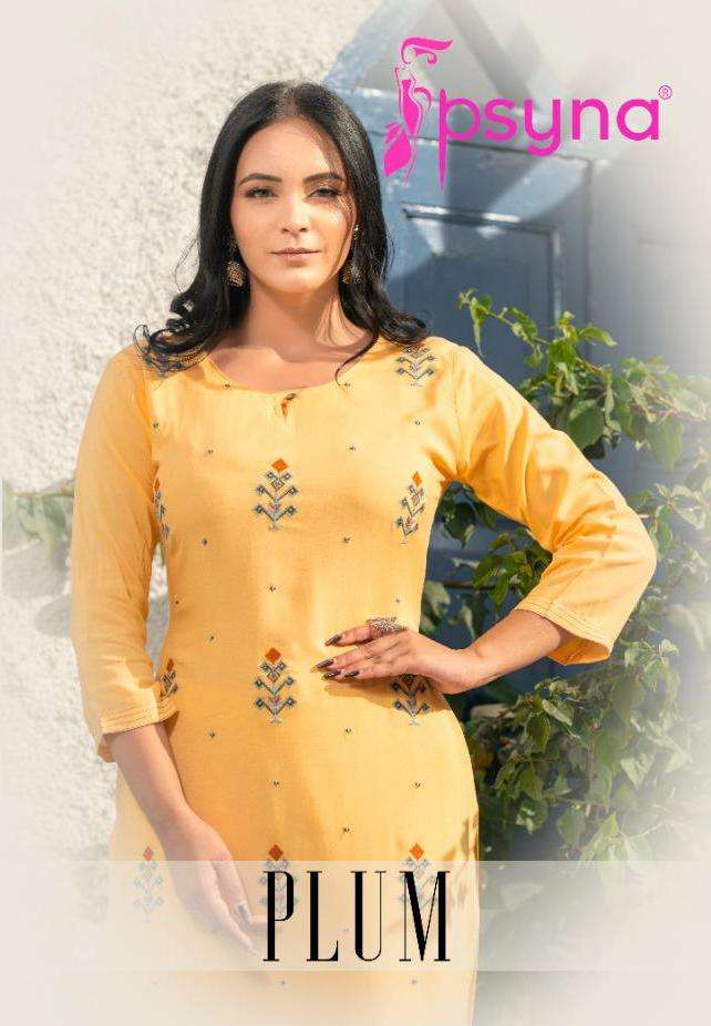 Psyna Launch By Plum Rayon Printed Designer Exclusive Readymade Casual Wear Fancy Kurti