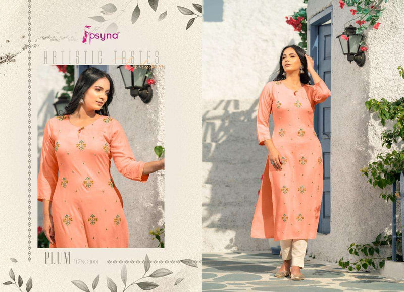 Psyna Launch By Plum Rayon Printed Designer Exclusive Readymade Casual Wear Fancy Kurti