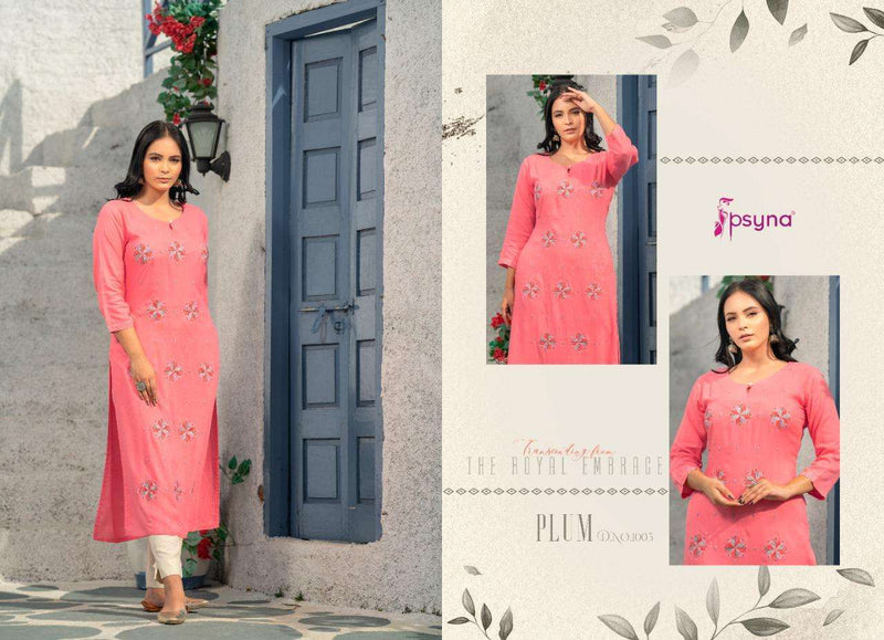 Psyna Launch By Plum Rayon Printed Designer Exclusive Readymade Casual Wear Fancy Kurti