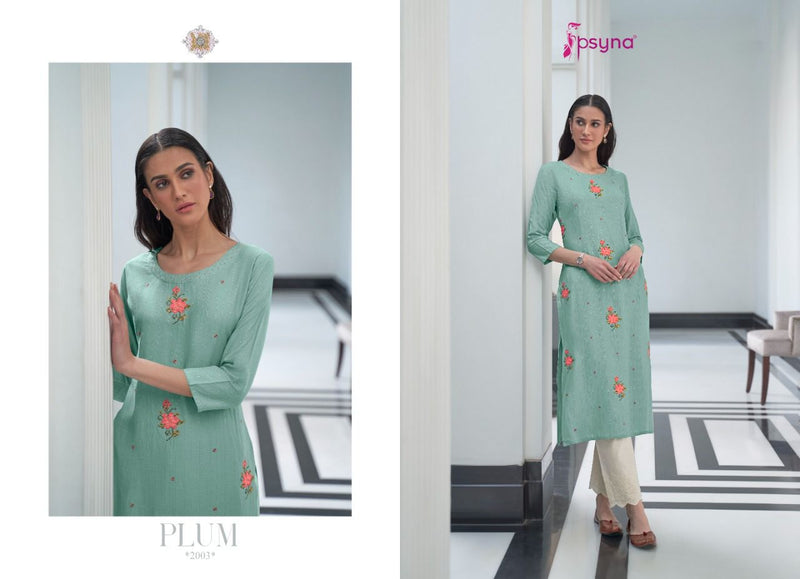Psyna Plum Vol 2 Pure Rayon Casual Wear Embroidered Kurti