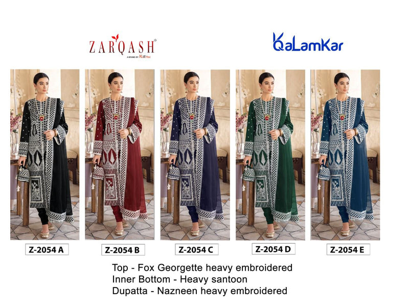 Zarqash Qalamkar 2054 Fox Georgette Pakistani Style Wedding Wear Designer Salwar Kameez