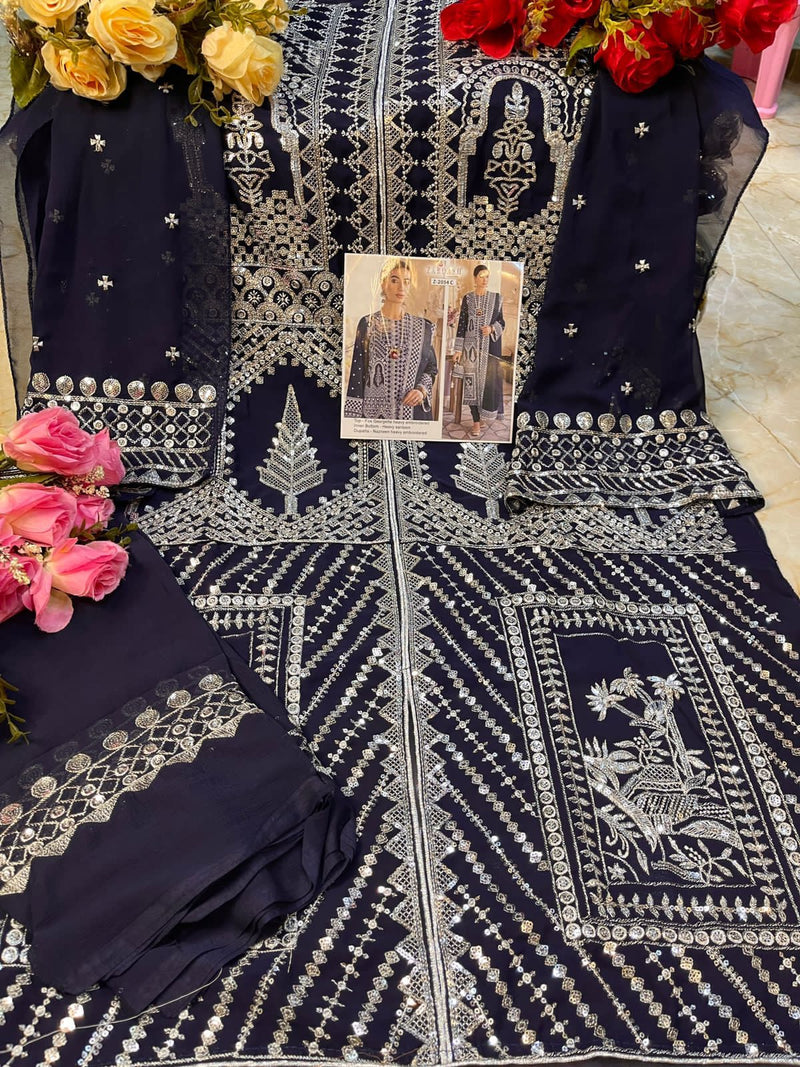 Zarqash Qalamkar 2054 Fox Georgette Pakistani Style Wedding Wear Designer Salwar Kameez