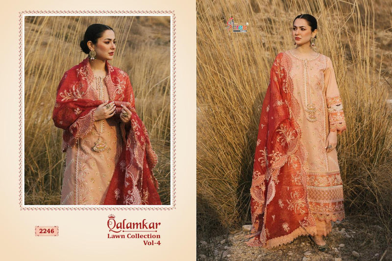 Shree Fabs Qalamkar Lawn Collection Vol 4 Lawn Cotton Designer Pakistani Style Embroidered Party Wear Salwar Suits