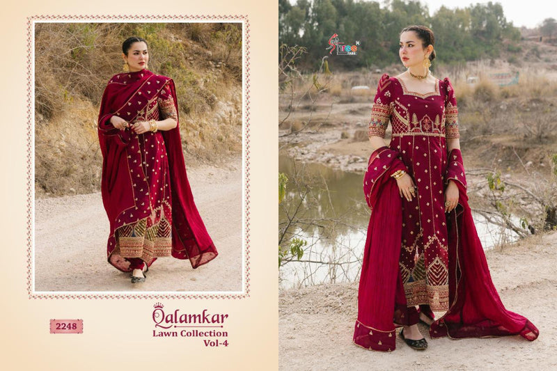 Shree Fabs Qalamkar Lawn Collection Vol 4 Lawn Cotton Designer Pakistani Style Embroidered Party Wear Salwar Suits