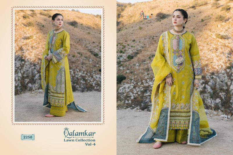 Shree Fabs Qalamkar Lawn Collection Vol 4 Lawn Cotton Designer Pakistani Style Embroidered Party Wear Salwar Suits