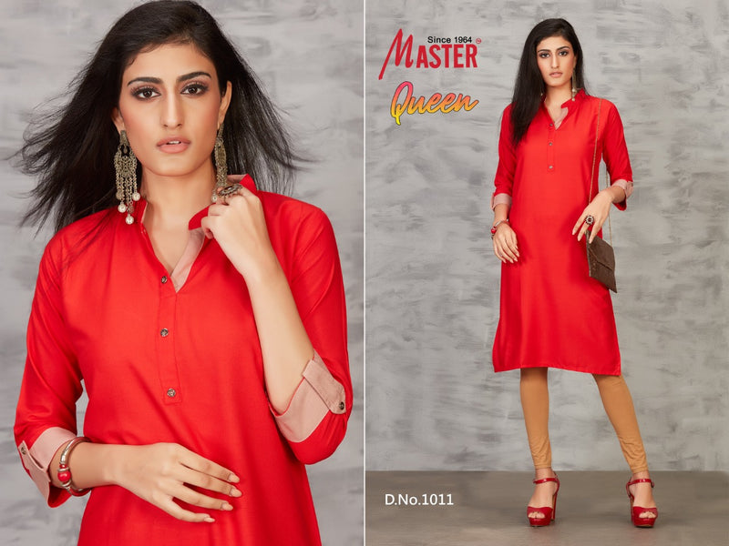 Master Queen Rayon Fancy Stylish Casual Office Wear Kurtis