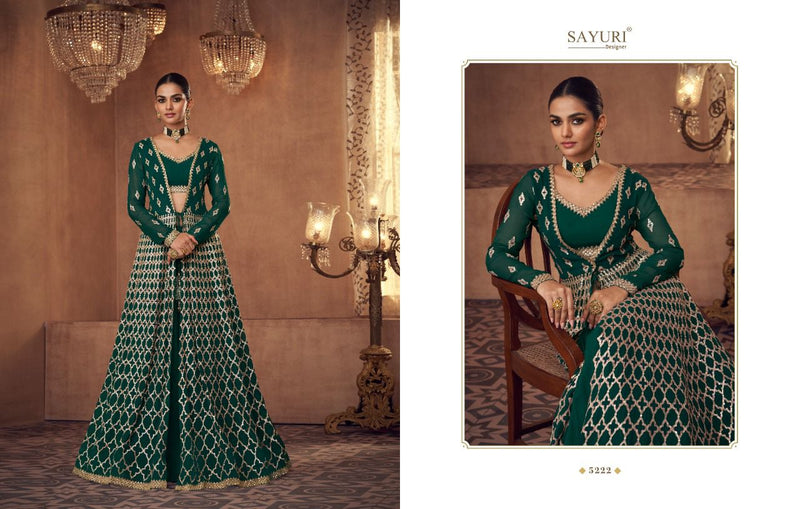 Sayuri Queen Georgette With Heavy Elegant Embroidery Work Stylish Designer Festive Wear Long Gown