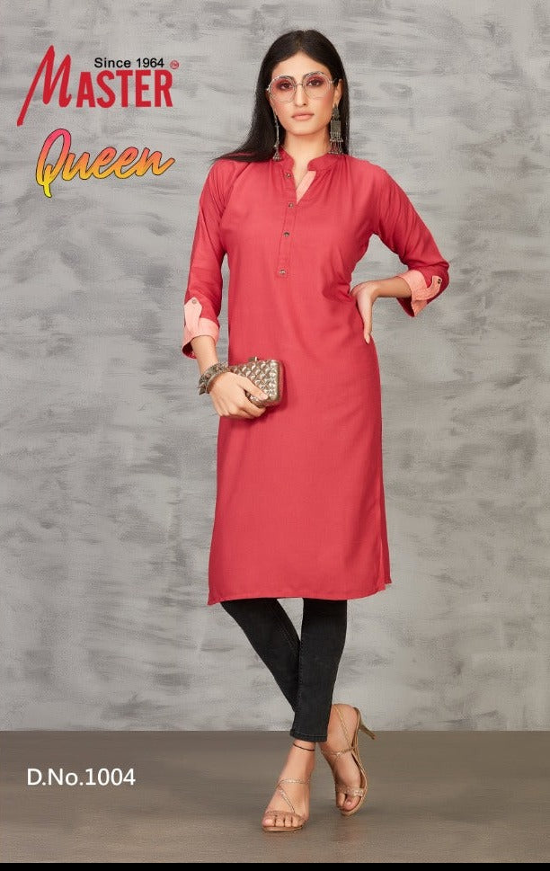 Master Queen Rayon Fancy Stylish Casual Office Wear Kurtis
