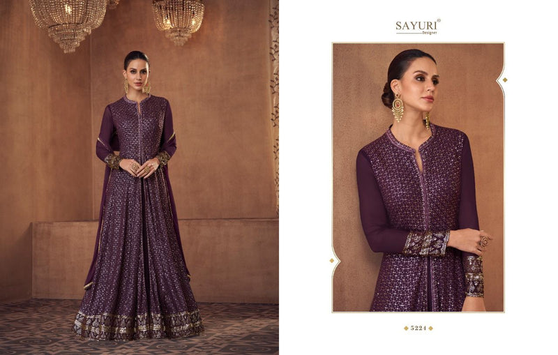 Sayuri Queen Georgette With Heavy Elegant Embroidery Work Stylish Designer Festive Wear Long Gown