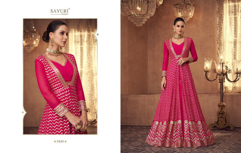 Sayuri Queen Georgette With Heavy Elegant Embroidery Work Stylish Designer Festive Wear Long Gown