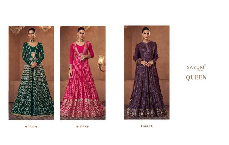 Sayuri Queen Georgette With Heavy Elegant Embroidery Work Stylish Designer Festive Wear Long Gown