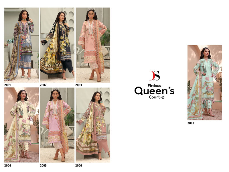 Deepsy Suit Queens Court Vol 2 Pure Cotton With Heavy Embroidery Work Stylish Designer Pakistani Salwar Kameez