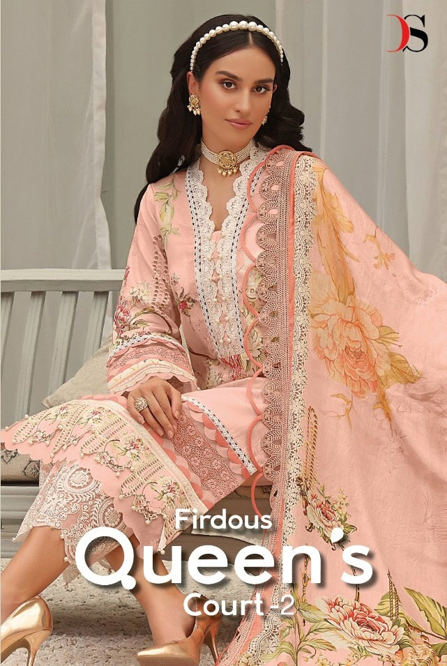 Deepsy Suit Queens Court Vol 2 Pure Cotton With Heavy Embroidery Work Stylish Designer Pakistani Salwar Kameez