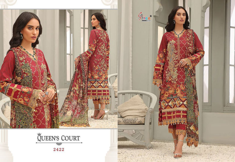 Shree Fabs Queens Court Pure Cotton With Heavy Embroidery Work Stylish Designer Pakistani Casual Wear Salwar Kameez