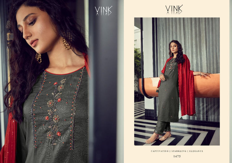 Vink Queens Town Viscose Silk Designer Embroidered Party Wear Kurtis With Bottom & Dupatta