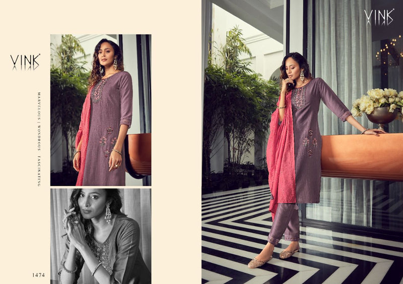 Vink Queens Town Viscose Silk Designer Embroidered Party Wear Kurtis With Bottom & Dupatta