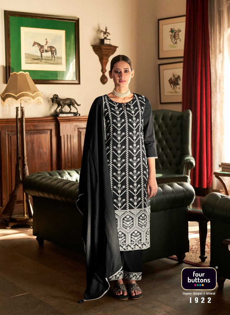 Four Buttons Qurbat Modal Silk Ready Made Designer Party Wear Suits With Heavy Embroidery