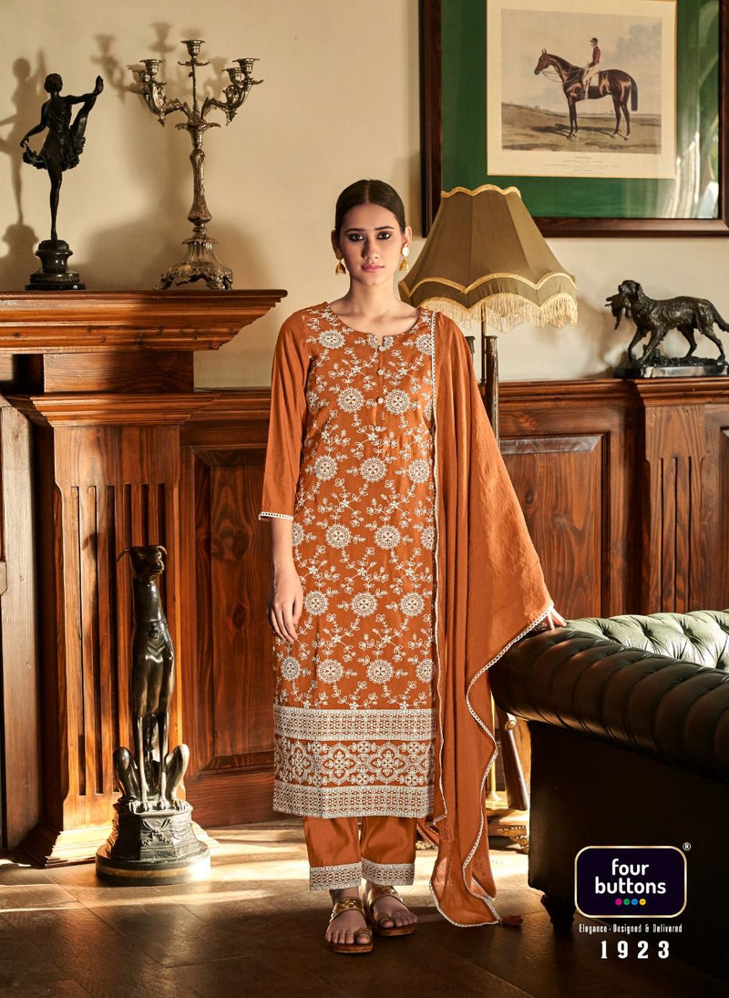 Four Buttons Qurbat Modal Silk Ready Made Designer Party Wear Suits With Heavy Embroidery