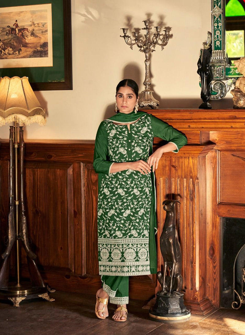 Four Buttons Qurbat Modal Silk Ready Made Designer Party Wear Suits With Heavy Embroidery