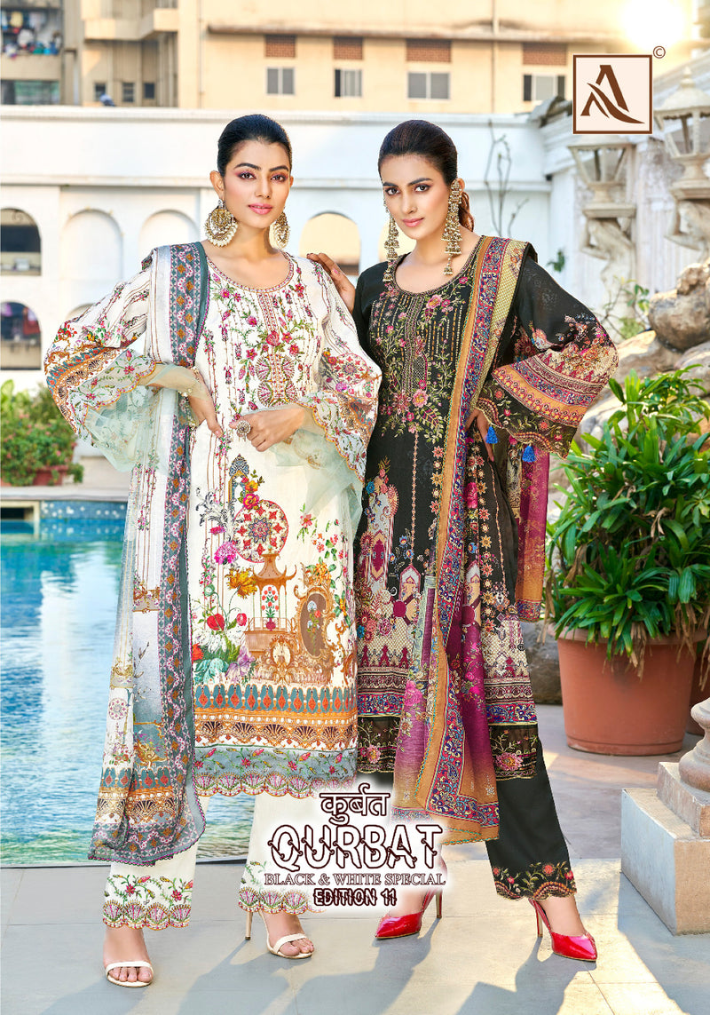 Alok Suits Qurbat Vol 11 Jam Cotton Digital Print Fancy Embroidery Daman Embroidery Patch Work Swarovski Diamond Work Fancy Designer Salwar Suit