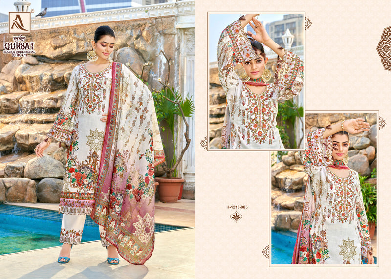 Alok Suits Qurbat Vol 11 Jam Cotton Digital Print Fancy Embroidery Daman Embroidery Patch Work Swarovski Diamond Work Fancy Designer Salwar Suit