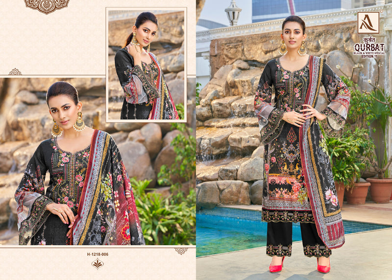Alok Suits Qurbat Vol 11 Jam Cotton Digital Print Fancy Embroidery Daman Embroidery Patch Work Swarovski Diamond Work Fancy Designer Salwar Suit