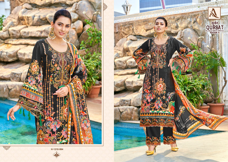 Alok Suits Qurbat Vol 11 Jam Cotton Digital Print Fancy Embroidery Daman Embroidery Patch Work Swarovski Diamond Work Fancy Designer Salwar Suit