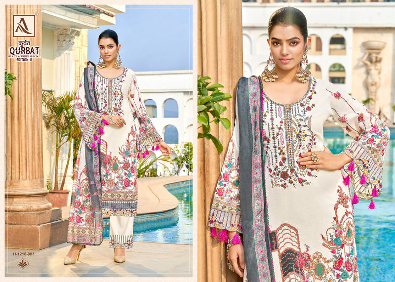 Alok Suits Qurbat Vol 11 Jam Cotton Digital Print Fancy Embroidery Daman Embroidery Patch Work Swarovski Diamond Work Fancy Designer Salwar Suit