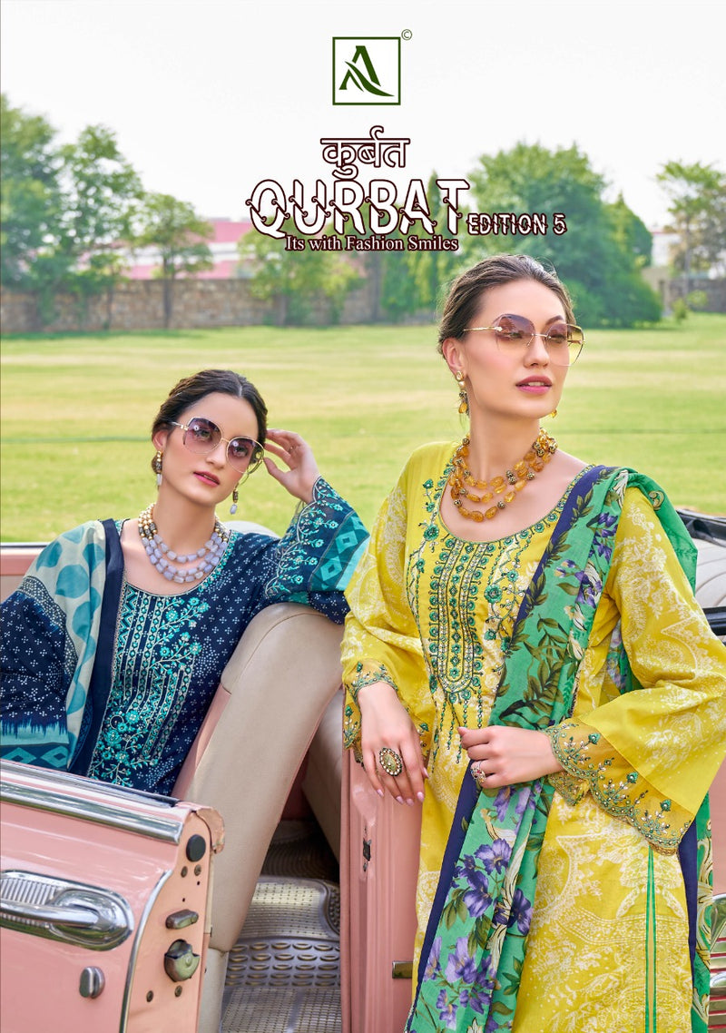 Alok Suit Qurbat Vol 5 Cotton With Heavy Embroidery Pakistani Party Wear Stylish Designer Salwar Suit