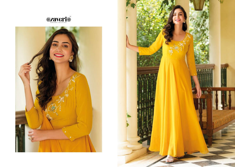 Zaveri Woven Qalb Georgette With Beautiful Work Stylish Designer Party Wear Fancy Kurti