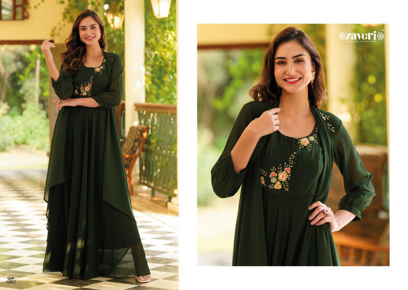 Zaveri Woven Qalb Georgette With Beautiful Work Stylish Designer Party Wear Fancy Kurti