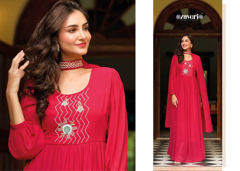 Zaveri Woven Qalb Georgette With Beautiful Work Stylish Designer Party Wear Fancy Kurti