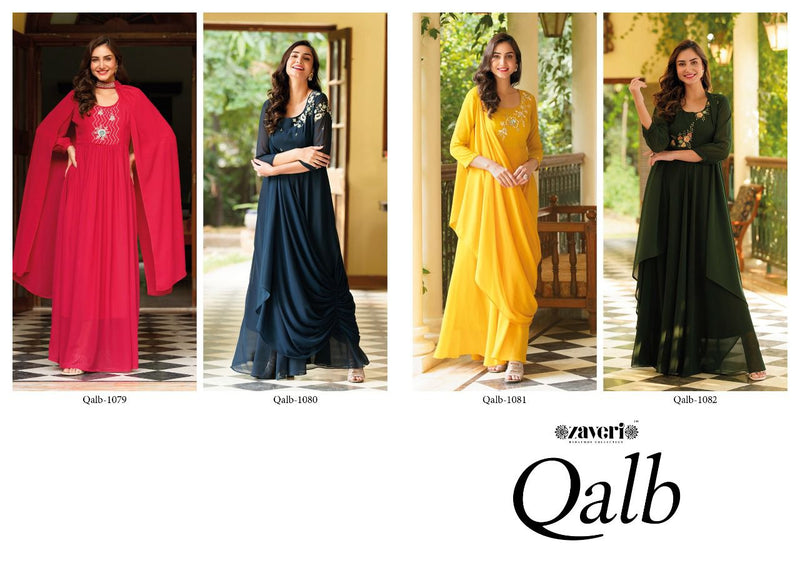 Zaveri Woven Qalb Georgette With Beautiful Work Stylish Designer Party Wear Fancy Kurti