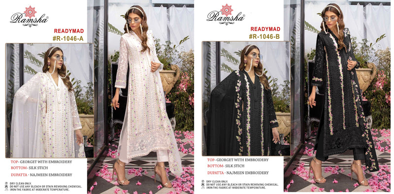 Ramsha R 1046 Georgette Embroidery Work Pakistani Designer Kurti