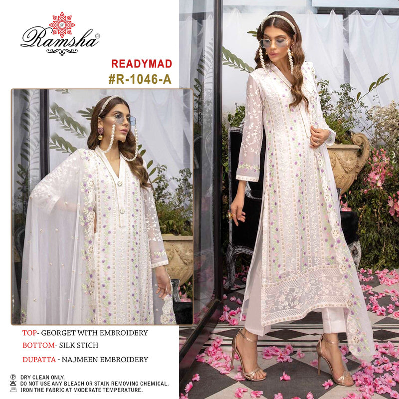 Ramsha R 1046 Georgette Embroidery Work Pakistani Designer Kurti