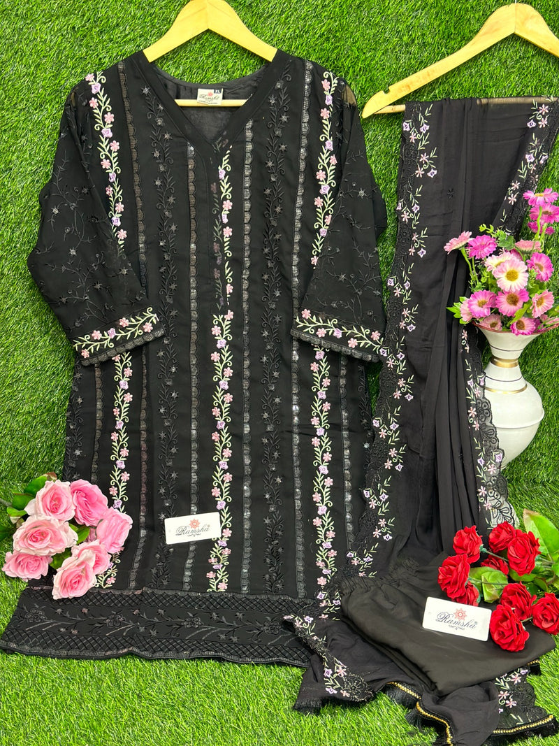 Ramsha R 1046 Georgette Embroidery Work Pakistani Designer Kurti