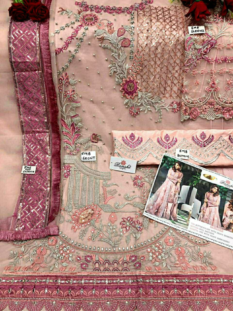 Ramsha Suit R 242 A Net With Heavy Embroidery Work Stylish Designer Wedding Look Salwar Kameez