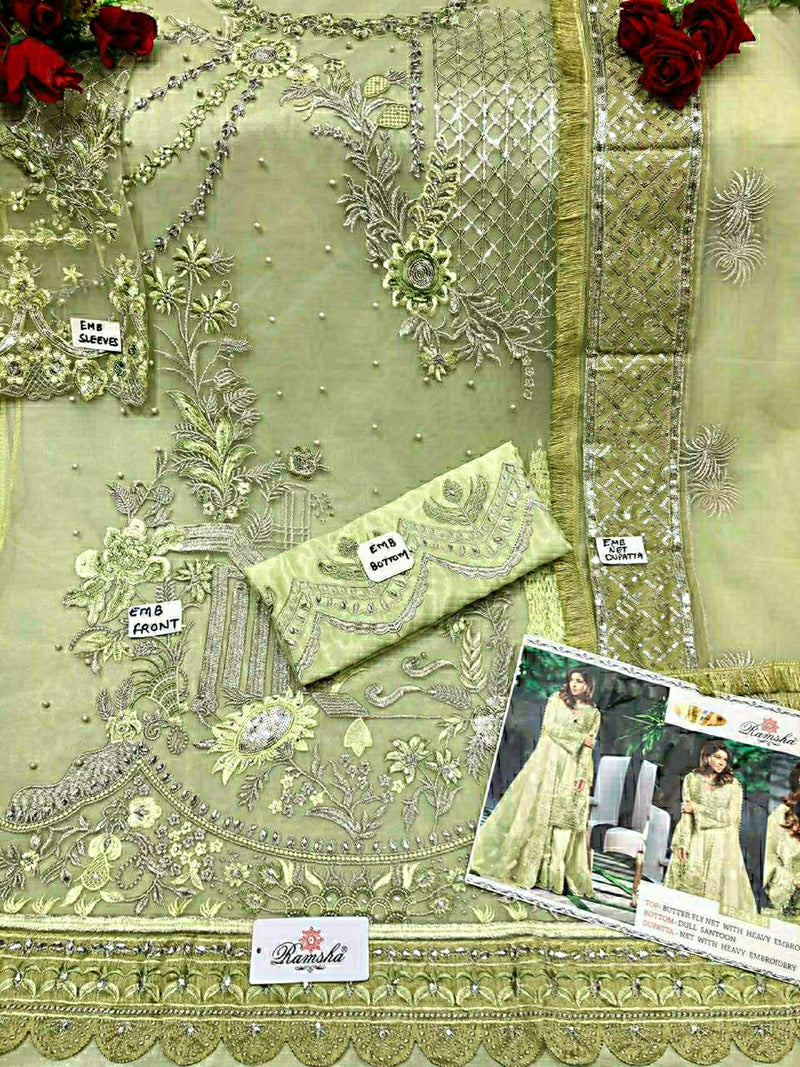 Ramsha Suit R 242 B Net With Heavy Embroidery Work Stylish Designer Wedding Look Salwar Kameez