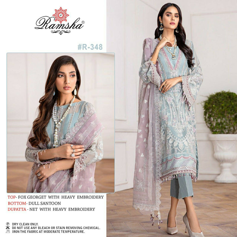 Ramsha R 348 Georgette With Heavy Embroidery Work Pakistani Style Salwar Suits
