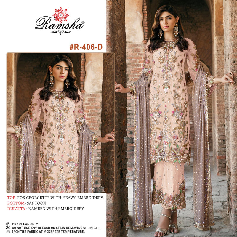 Ramsha R 406 Georgette Designer Pakistani Style Wedding Wear Heavy Embroidered Salwar Suits