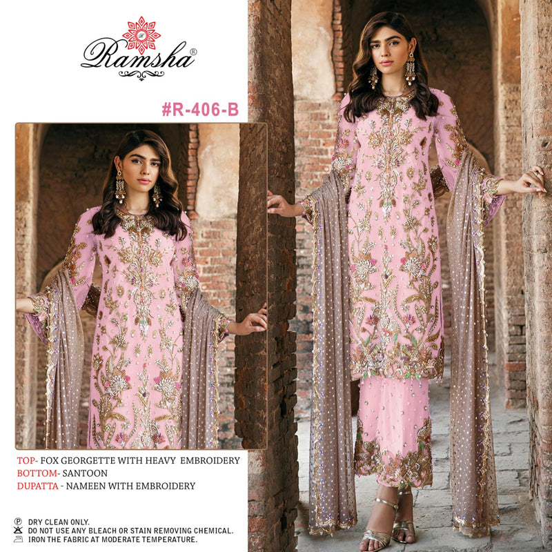 Ramsha R 406 Georgette Designer Pakistani Style Wedding Wear Heavy Embroidered Salwar Suits