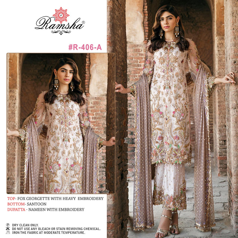 Ramsha R 406 Georgette Designer Pakistani Style Wedding Wear Heavy Embroidered Salwar Suits