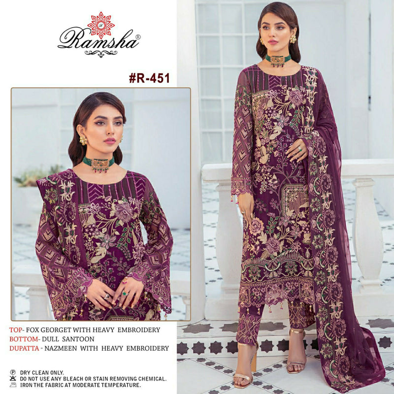 Ramsha R 451 And R 476 Georgette Embroidered Pakistani Style Wedding Wear Salwar Suits