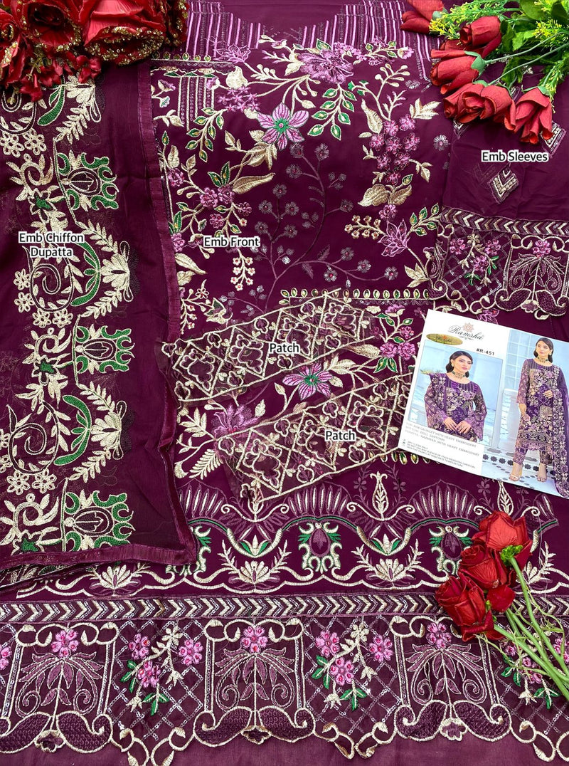 Ramsha R 451 And R 476 Georgette Embroidered Pakistani Style Wedding Wear Salwar Suits