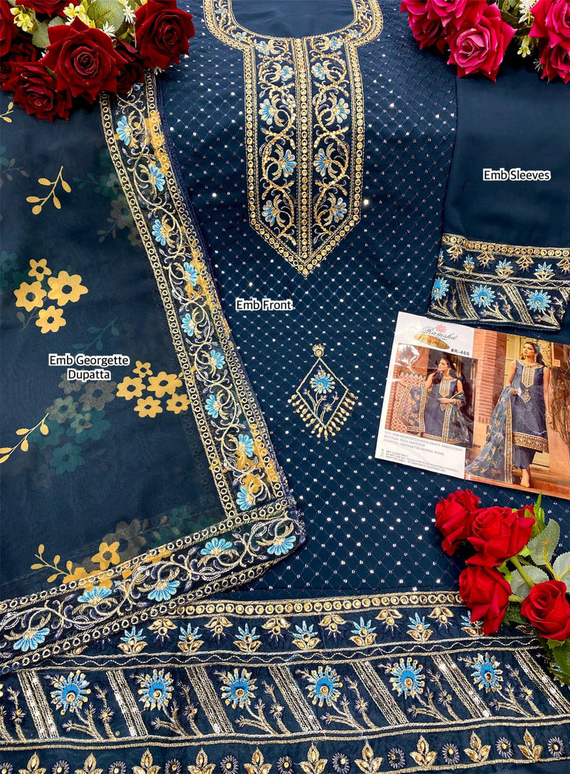 Ramsha R 466 Georgette With Heavy Embroidery Work Pakistani Style Party Wear Salwar Kameez