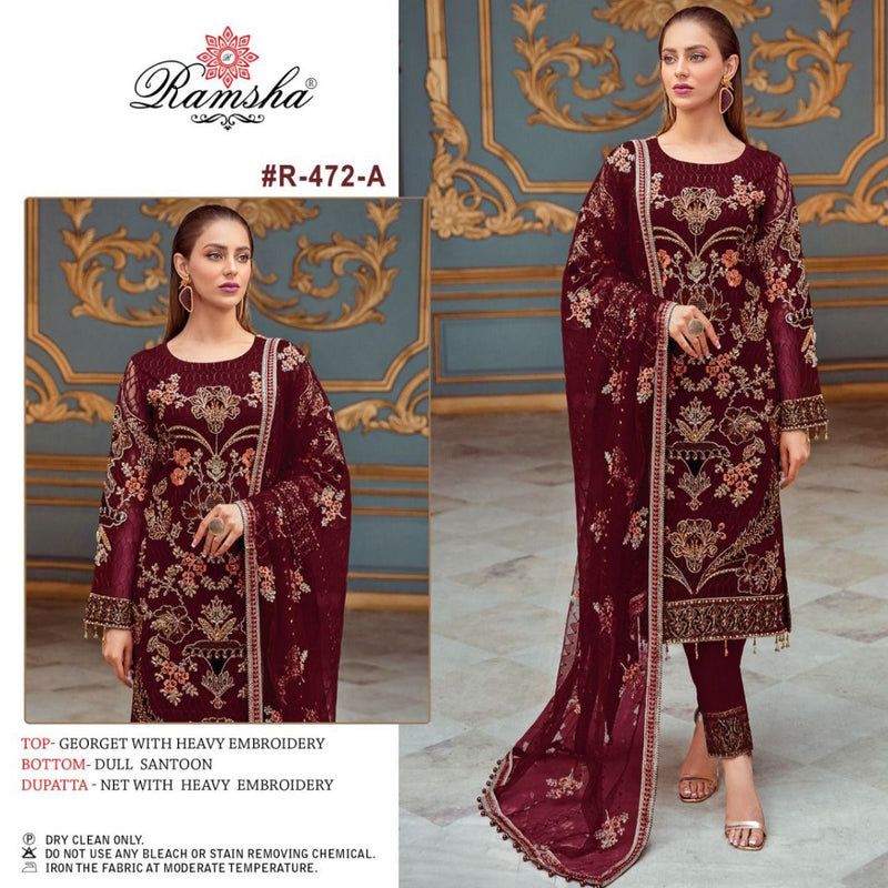 Ramsha Dno 472 Georgette With Embroidered Stylish Designer Party Wear Salwar Suit